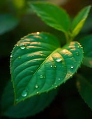 雨后绿色叶子微距特写写真高清图片