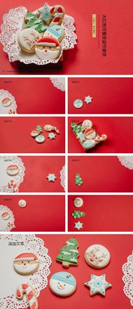 大红色可爱圣诞节姜饼烘培背景图片ppt