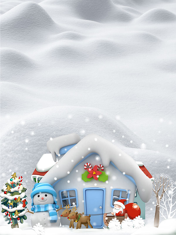 白色圣诞雪屋背景设计psd图片 喜庆节日psd素材 素彩网