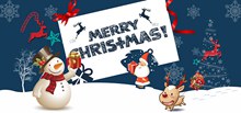 卡通手绘淘宝天猫圣诞快乐英语海报psd免费下载