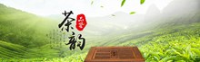 绿色淘宝天猫品鉴茶韵茶叶文化茶具海报psd免费下载