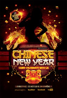 中国龙新年狂欢酒吧主题海报设计psd素材