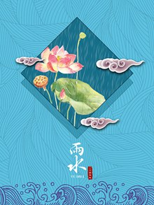 中国风二十四节气雨水海报psd图片