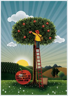 欧美有机水果店宣传海报psd图片