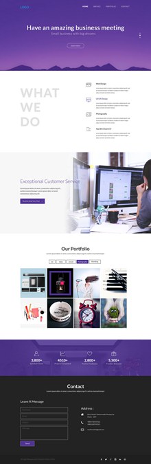紫色简约商务网站主页模板分层素材