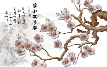 中国风浮雕梅花背景墙psd素材