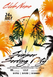 创意手绘水彩夏季派对活动海报psd图片
