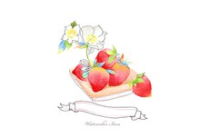 飘带与水彩风格的草莓创意psd免费下载
