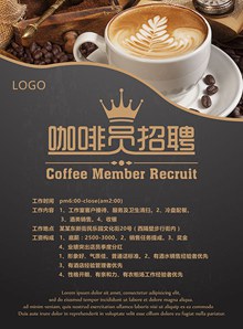 咖啡店员招聘海报设计psd免费下载