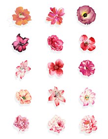 粉红色手绘水彩清新花朵装饰图案psd分层素材