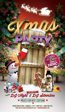酒吧圣诞节派对海报设计模板psd免费下载