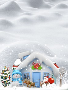 白色圣诞雪屋背景设计psd图片
