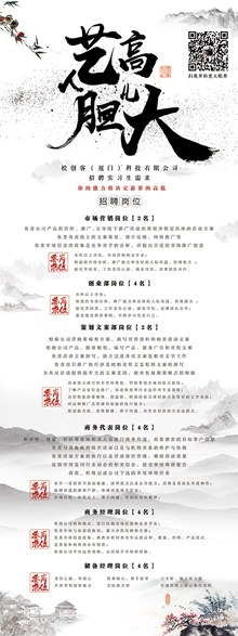 中国风招聘展架海报psd免费下载