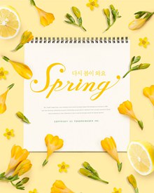 韩式黄色春季海报分层素材