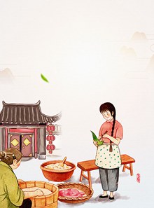 彩绘包粽子插画psd图片