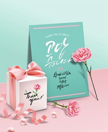 韩系温馨粉色康乃馨礼物海报设计psd免费下载