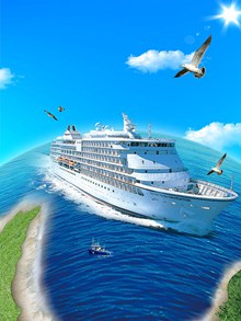 大气清新轮船创意旅游海报背景psd图片