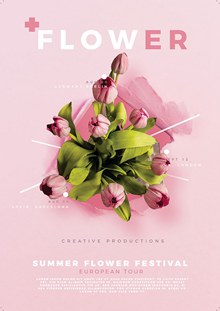 夏季花卉节海报psd素材