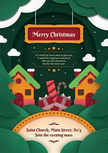 剪纸风格圣诞海报设计psd免费下载