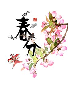 二十四节气之春分花枝装饰主题图psd免费下载