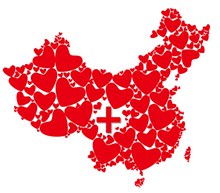 红色爱心中国地图psd分层素材