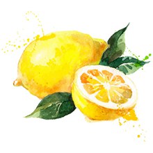 手绘水彩柠檬分层素材