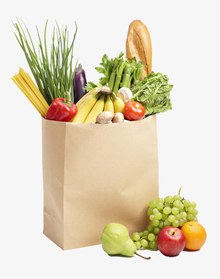 购物袋里的水果和蔬菜psd下载