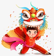 新年春节习俗舞狮子psd免费下载