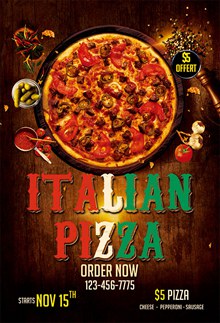 意大利披萨促销海报模板psd素材