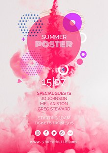粉色缤纷夏季海报psd模板psd分层素材