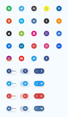 36枚社交分享元素图标psd免费下载