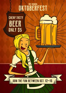 啤酒节漫画风格海报psd分层素材