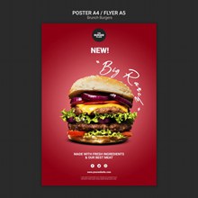 美味汉堡美食宣传招贴psd下载