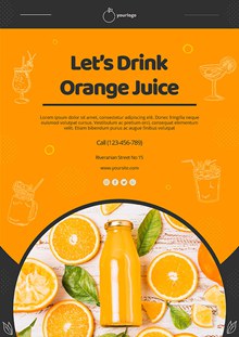 橙汁海报模板psd免费下载
