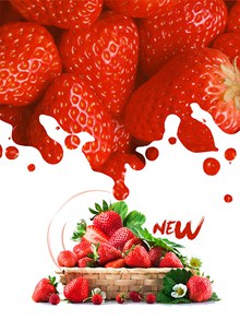 新鲜草莓宣传海报背景分层素材
