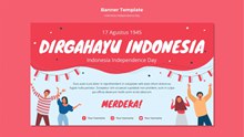 印尼独立日横幅模板psd免费下载