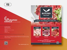 2020年免费肉店传单模板psd图片