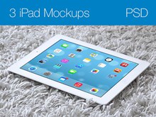 在地毯上的白色iPad样机模型psd免费下载