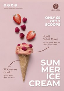 草莓冰淇淋海报设计psd免费下载