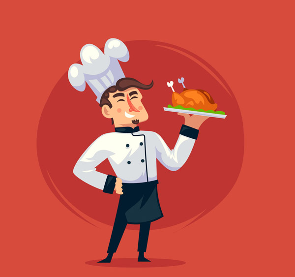 创意端烤鸡料理的男厨师图矢量下载 矢量人物与卡通 素彩网