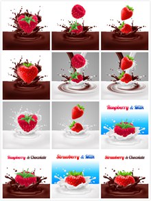 草莓与巧克力矢量图片