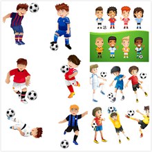 踢球的卡通儿童矢量图片