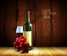 葡萄酒和木纹背景矢量图片