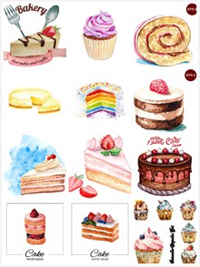 彩色蛋糕甜点矢量图片