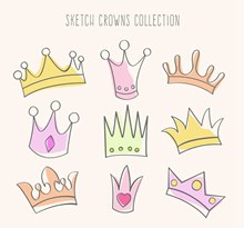 卡通彩绘王冠矢量图片