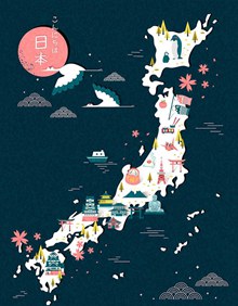 日本度假旅游矢量图片