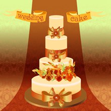丝带与结婚蛋糕矢量图片