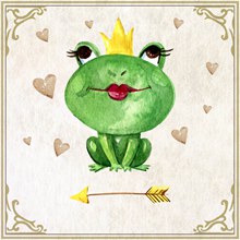 手绘水彩青蛙王子矢量图片