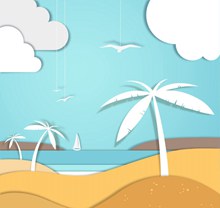 沙滩椰子树剪贴画矢量图片