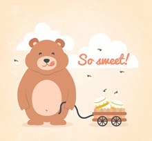 拉蜂蜜罐车的熊矢量图片